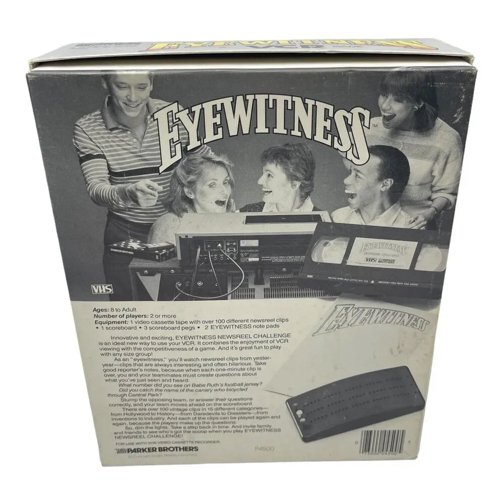VTG A VCR GAME EYEWITNESS NEWSREEL CHALLENGE 1985 VHS FORMAT
